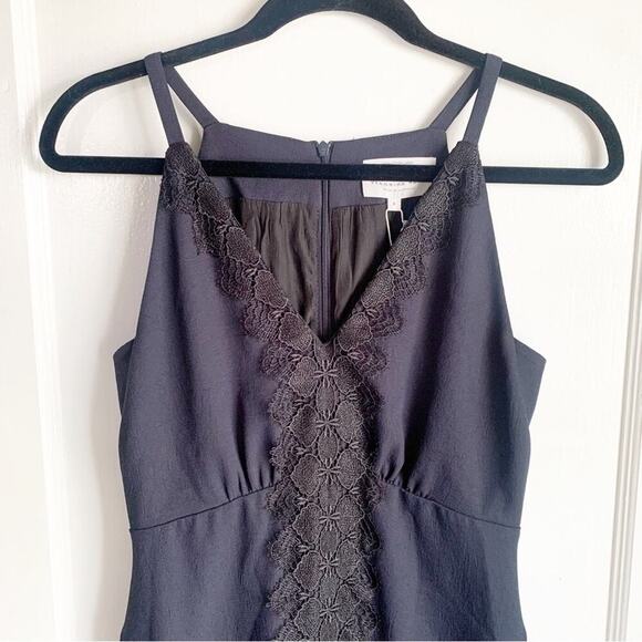 Veronika Maine Navy Floral Lace Front Detail Midi A-Line Dress NWT Cocktail XS/S - Picture 8 of 11